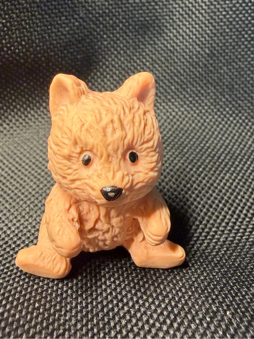 Small Pink Molded Plastic Puppy Miniature Figurine 1.25” Tall Head Turns
